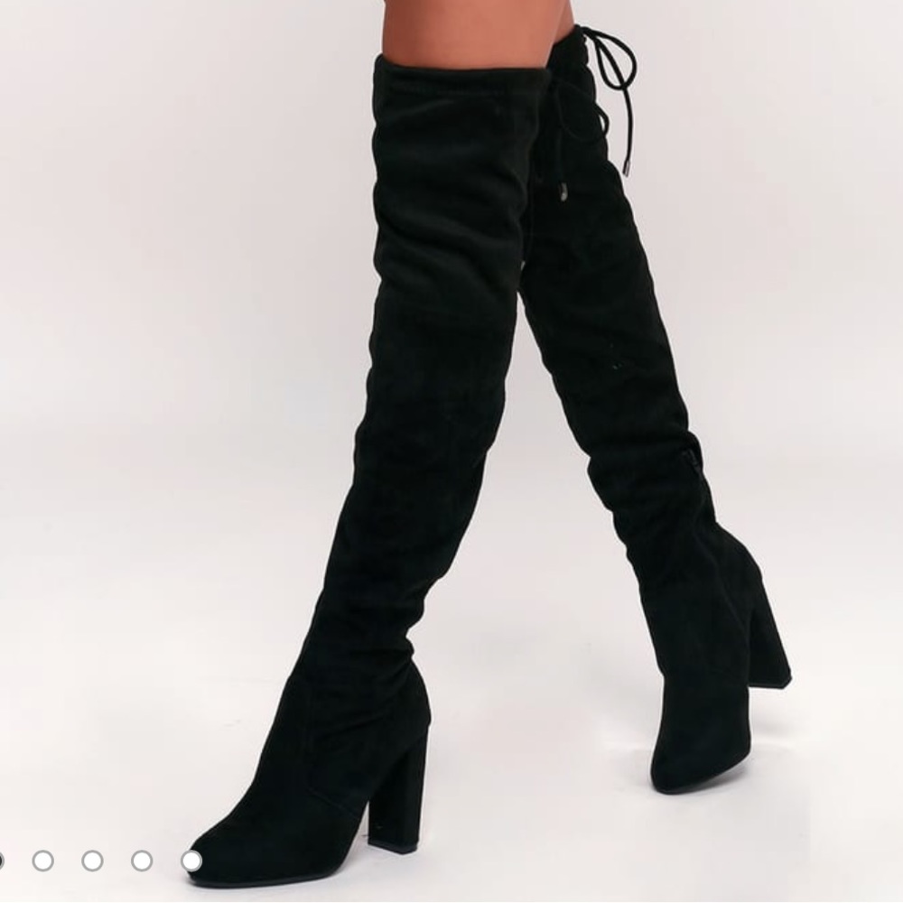 Lulus Catwalk strut black suede boots